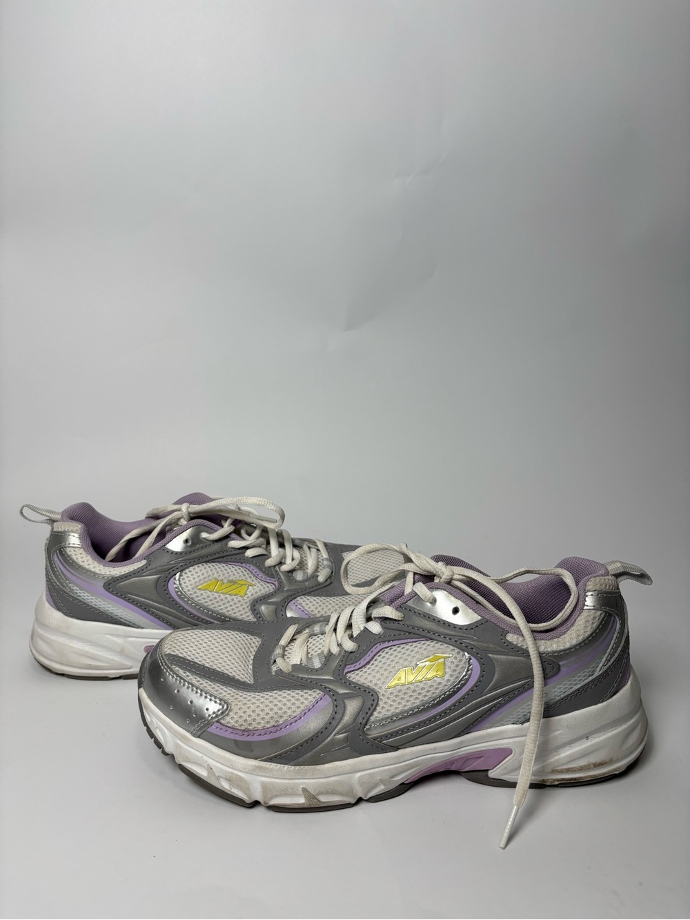 Avia Women’s Athletic Sneakers - White, Light Purple & Gray